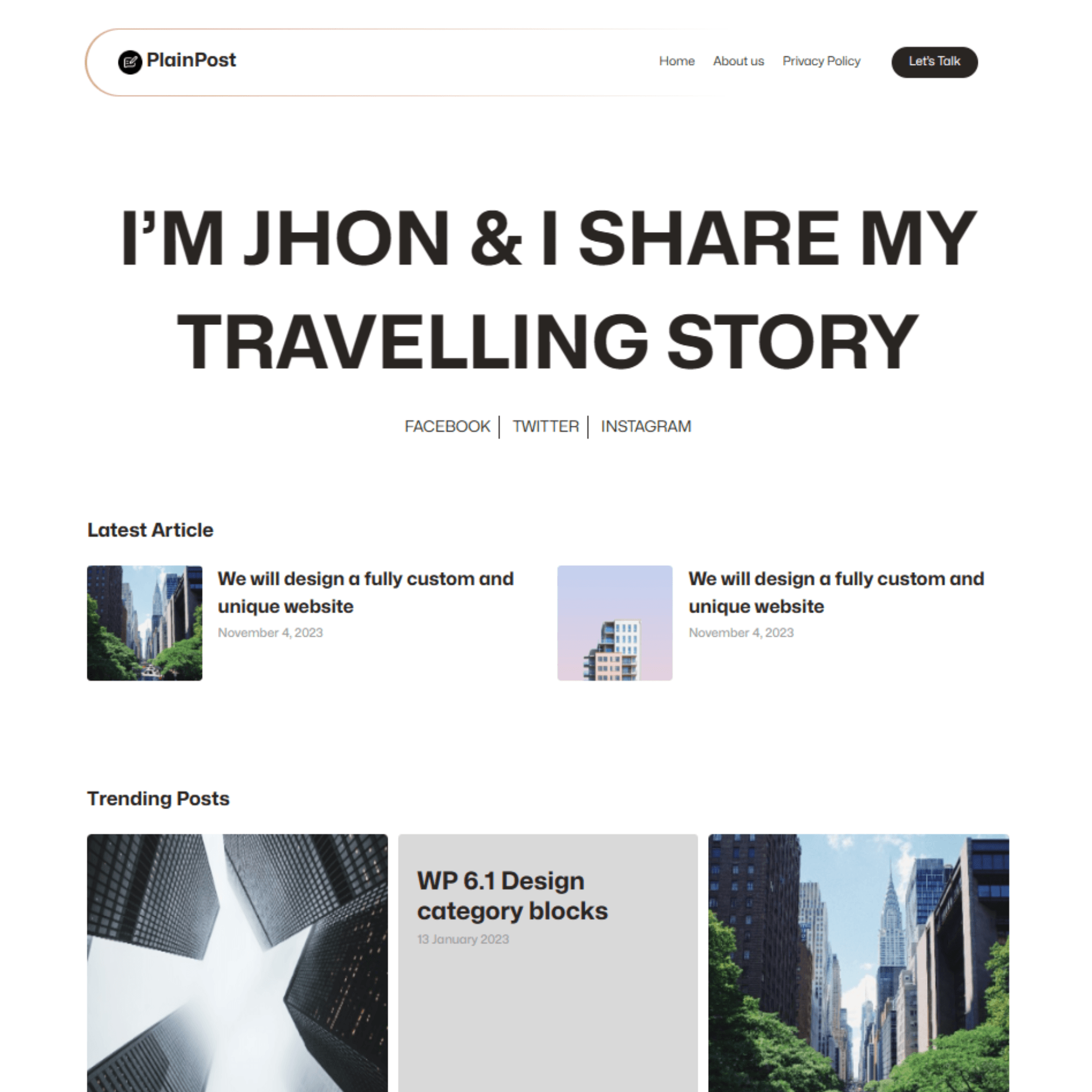 Plain Post – a free theme for authors